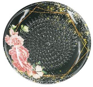 Kaladia Plato rallador de cerámica – ideal para jengibre, parmesano, etc. – en negro con rosa – Diámetro: 12 cm – Hecho a mano y pintado a mano – Fabricado en España
