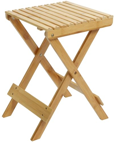 HOLIDYOYO Kleiner Hocker Bambus-klapp-tritthocker Tragbarer Dusch-fußstützenhocker Toilettenhocker Angelhocker Für Beinrasur Spa Sauna Angeln Camping