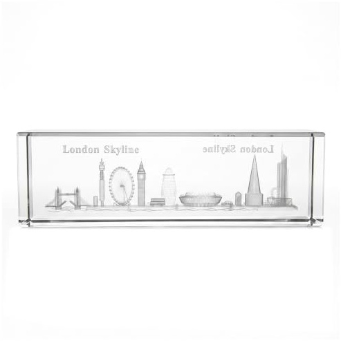 SAJAK 3D London Skyline Kristallglas Ornament - Lasergravur Quarz Sammlerstück Geschenk für Heimdekoration, Büro, Hochzeit, Jahrestag & Party Andenken