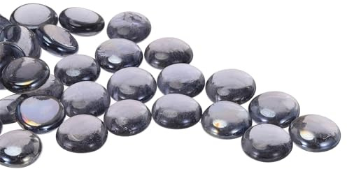QUARKZMAN Perle Vetro, 36pz Pietre Preziose Vetro Piatto Grigio 0,44 Libbre (0,67-0,87) Biglie Vetro Ciottoli per Riempitivi Vasi Decorazioni Acquari Fai da Te
