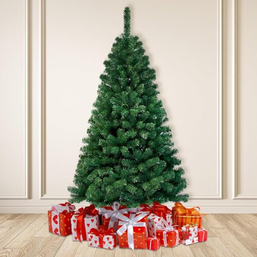 Sonnewelt Sapin de Noël artificiel de 180 cm avec support en métal, matériau PVC, faux sapin avec 770 pointes, pour créer une atmosphère de Noël.