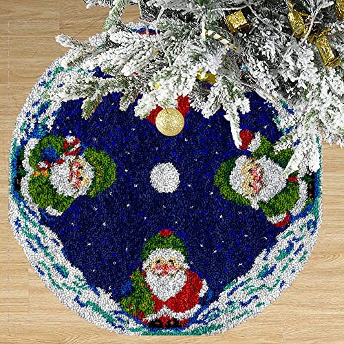 Weihnachtsbaumröcke, Strickset, Weihnachtsmann-Kissen, Knüpfhaken-Set für Weihnachtsfeier, Heimdekoration, 50 x 50 cm, Teppichmatte, Bastelset