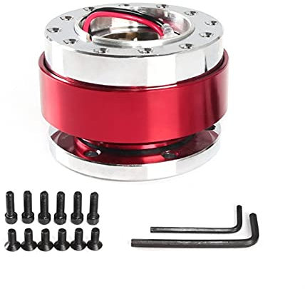 WUPEDI Universal Aluminium Racing Lenkrad Snap Off Quick Release Hub Adapter Boss Kit Auto Sport Lenkrad Auto-Aluminium-Radnabenadapter-Abreißsatz(Red)