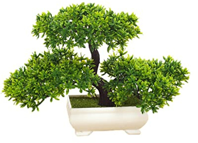 Naisicatar verklighetstrogen bonsai, konstgjorda bonsai simuleringsväxter träd för hem och kontor interiörväxter ornament efterlikna dekorativ mini välkomnande tall (grön)