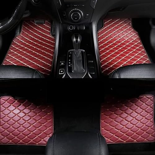 XLKWNNAD 4 Stück Nach Maß Auto Fußmatten Leder für Mini Paceman 2011-2023, Vorne Hinten Automatten Teppichschutzmatte Anti Rutsch Bodenbelag Liner Auto Zubehör,E/Red
