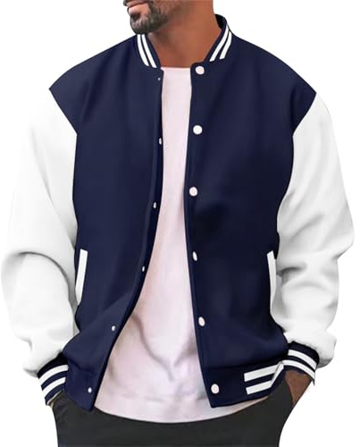 Sonnena Chaqueta de Béisbol para Hombre Chaqueta Universitaria Deportiva Abrigos Hombres Mujeres College Jacket Clásico Chaqueta de Baseball Unisex Otoño Invierno Basic Streetwear
