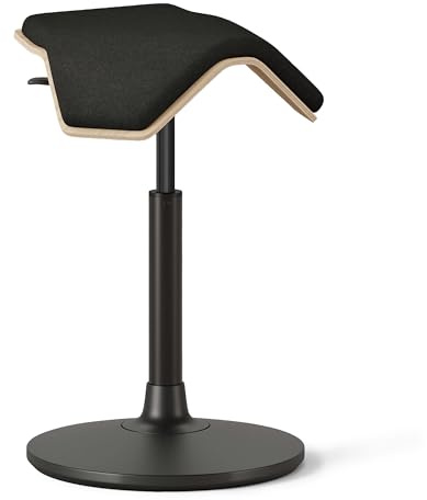 Branch Saddle Stool - Height-Adjustable Active Seat with Ergonomic Design, Recycled Polyester Fabric, Wobble Stool Supports Movement in All Directions, Home & Office Stool - ILOA Plus Black