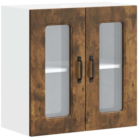 vidaXL Küchen-Hängeschrank mit Glastür Kalmar Räuchereiche Holzwerkstoff