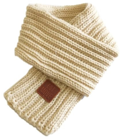 Whakano Winter Strickschal für Jungen Mädchen,Warme Schals Kinder,Nackenwärmer für Kinder,Baby Schal Winter,Halswärmer Mädchen,Gestrickter Kinderschal,Schön Schals,Winter Geschenk,Beige