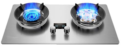 Cuisinière À Gaz En Acier Inoxydable 2 Brûleurs, 4,8/5,2 KW, 10 Cavités, Minuterie À Feu Élevé (double Indépendante), Support De Casserole En Fonte, Avec Protection Anti-extinction(LPG)