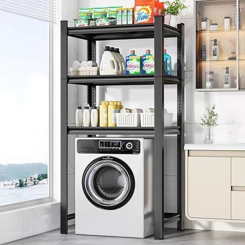 Washing machine shelf, washing machine cabinet with dryer, front-loading washer and dryer portable rack, carbon steel material, save space for bathroom, kitchen, balcony, laundry room (70 x