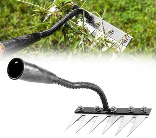2025 New Heavy Duty Iron Rake for Gardening and Weeding, Carbon Steel Garden Weeding Rakes, Heavy Duty Metal Garden Rake (6 Teeth)