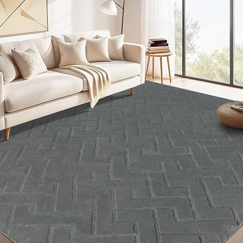 Famibay Alfombra Salon 200x300 Grande Alfombra Gris De Habitacion Lavable Lavadora Pelo Corto Antideslizante Tapete Suave Moderno GeometríA para Sala De Dormitorio Comedor Adornos Salon