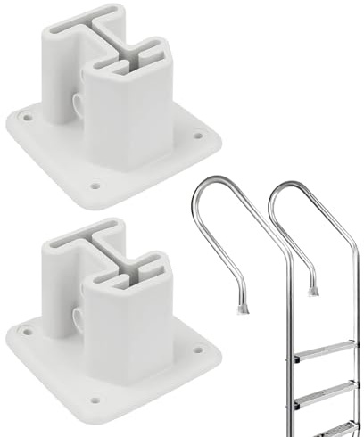 Fixations Échelle Piscine - Flasques Résistantes, Supports Résine | Plaques Renforts Robustes, Attaches Antidérapantes avec Revêtement Solide pour Spa Échelle Terrasse Jardin