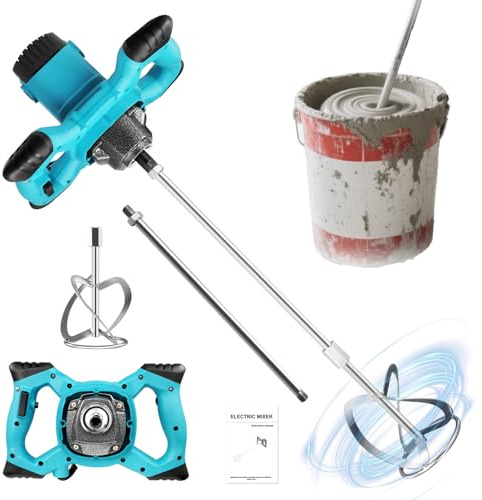 Agitatore elettrico per malta da 2100 W, miscelatore per calcestruzzo, agitatore a 6 marce, miscelatore elettrico, miscelatore per malta M14, agitatore ø120 mm per miscelazione calcestruzzo, malta