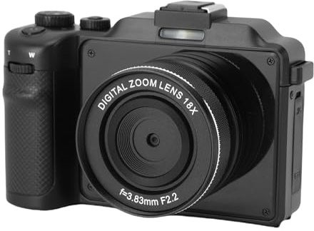 Yanmis Cámara Digital WiFi de 5k, Cámara Vlog de 80mp con 18x Zoom Digital 3 Pulgadas Pantalla de Pantalla Frontal Anti Shake para Fotografía Video Viajar (Black)