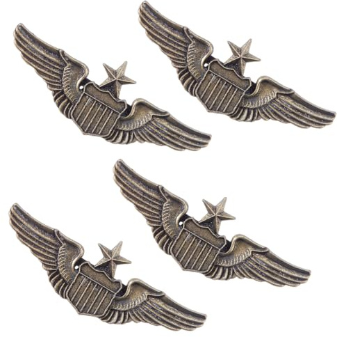 SUPERFINDINGS 4 Stück Flügelpin Wing Pilot Abzeichen Piloten Kostüm Reversnadel Legierung Brosche Luftwaffe Flügelpin Pilotenflügelpin Aviator Flügelpin Für Hut Hemd Uniform Piloten Kostüm