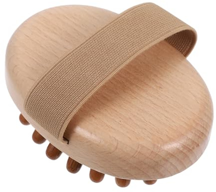 Holz Massagebürste für Kopfhaut und Rücken mit Gummigriff | Bambus, Manuelle Handmassage, Leicht zu Reinigen, Tragbar, für Beine, Zuhause und Unterwegs
