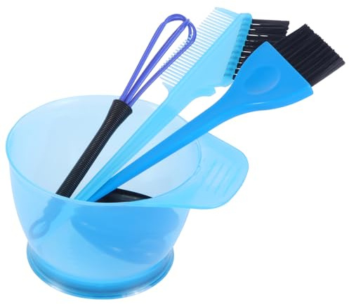 Mobestech Kit de Tinte Cabello Azul de 5 Piezas Cuenco Cepillo y Orejeras Herramienta para Teñir el Cabello Profesional y Reutilizable Adecuado para Uso Casa y Salón de Belleza