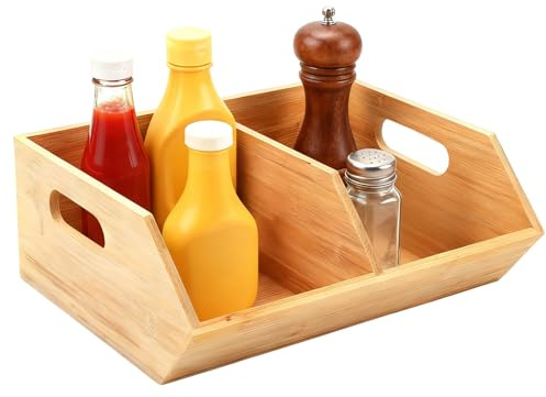 Pantry Organizer - Stackable Wooden Containers, Basket Storage Boxes, Kitchen Food Organizer | Storage Bins + Produce Fruits Bread Vegetables Garlic For Home Kitchen