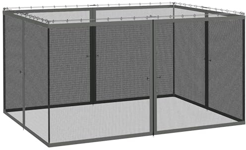 Outsunny Moskitonetze für Pavillon, Gartenpavillon 3 x 4 m – Set mit 4 Moskitonetzen mit Reißverschluss + Befestigungshaken – Polyester-Nylon