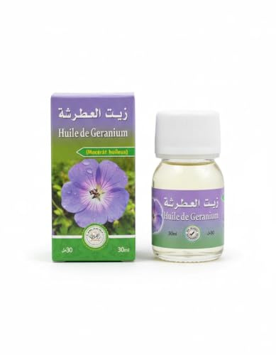 Huile de Géranium Rosat 30ml – Huile Végétale Naturelle Cosmétique pour Peau et Cheveux – Soin Hydratant, Équilibrant et Apaisant
