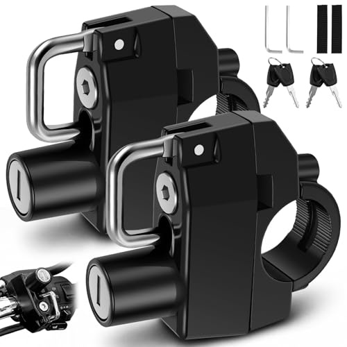 Motorrad Helmschloss 2 Stück, schwarzes Zinklegierung Helm Schloss für 22 mm Lenker, Gepäckträger & Stoßstange, 4 gleiche Schlüssel, mit Inbusschlüssel und Gummipad