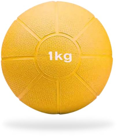 MATCHU - Medizinball - Medicine Ball - Vollgummi - Erhältlich in 1kg, 2kg, 3kg, 4kg und 5kg - Wasser- und Schweißresistent - (Gelb - 1 KG - 19 cm)