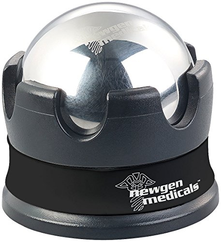 newgen medicals Massagekugel Metall: Kühlender Massage-Ball aus Edelstahl, mit 360°-Rotations-Halterung (Massageball Metall, Massage-Roller, Füße)