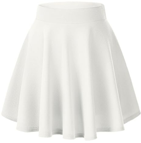 Urbancoco Gonna da Donna Basic Solid, Versatile, Estensibile, Informale, Mini Skater, Bianco, XXL