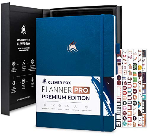 Clever Fox Planner Pro Premium – Luxurious Weekly & Monthly Planner with Budget Organizer for Productivity & Goals, Undated, A4 (Mystic Blue)