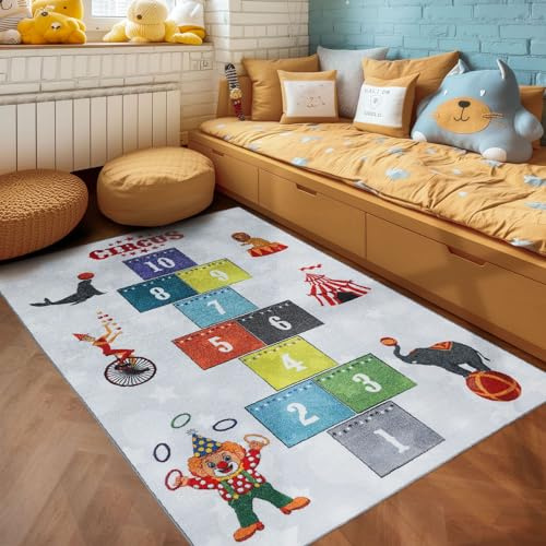 SIMPEX KinderTeppich, Himmel und Hölle, Teppich Grau, 160 x 230 cm, Teppich für Kinder, Teppich Kinderzimmer