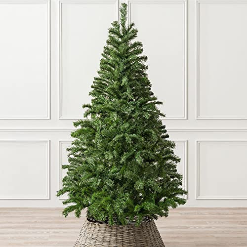Christow Artificial Christmas Tree 6ft, Aspen Spruce with Light & Dark Green PVC Tips, Traditional Bushy Look, Pre-Fitted Branches, Slot-Together Poles, Green Stand for Easy Display, 180cm x 101cm