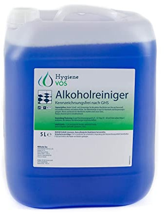 Hygiene VOS Pulitore rapido Detergente alcolico con profumo 5 litri. Detergente delicato per superfici lisce come vetro, plastica, mobili laccati e finta pelle.
