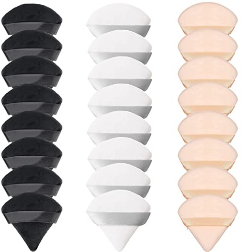 24 Pieces Powder Puff, Triangle Makeup Puff Cotton Powder Face Washable Body Powder Puff for Loose Powder Body Cosmetic Foundation Sponge Makeup Tool (8B8W8N)
