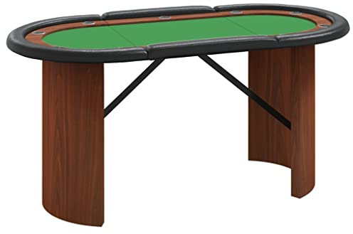 vidaXL Pokertisch, Spieltisch mit Getränkehaltern, Ovaler Poker Tisch in Casinoqualität, Casino Kartenspiel Tisch für 10 Spieler, Grün