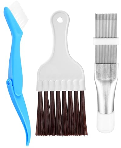 Air Conditioner Condenser Fin Cleaning Brush, 3 Pcs Coil Condenser Brushes, AC Fin Comb, Stainless Steel Air Conditioner Fin Cleaner Whisk Brush Comb, Air Refrigerator Coil Fin Evaporator Brush