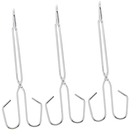 Pinces à Charbon Anti-brûlure Extra Longues en Fer 3 Pièces | Poignée Ergonomique Antidérapante, Lot Argenté pour Foyer et Brasero, Accessoire Barbecue