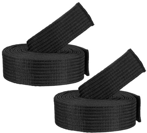 PATIKIL Taekwondo färgade rankningsbälten, 2-pack 4 cm x 18 cm polyester kampsport färgat rankningsbälte för tränarundervisning, svart
