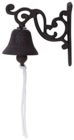 Antike Türglocke aus Gusseisen, Rustikale Wandglocke im Landhausstil, handgemacht für Garten und Haustür, Elegante braune Klingel, 5.31 x 5.31 Zoll