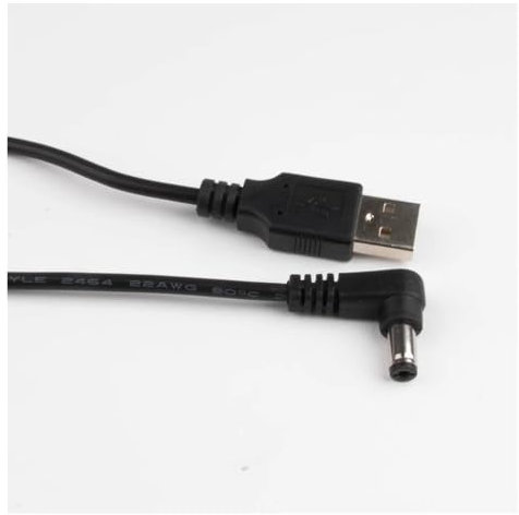 ROBAUN USB a DC Plug USB Converti in DC5.5 * 2.5mm / DC5.5 * 2.1mm USB ad angolo L Forma Jack ad angolo retto con cavo connettore Cavo(Svart)