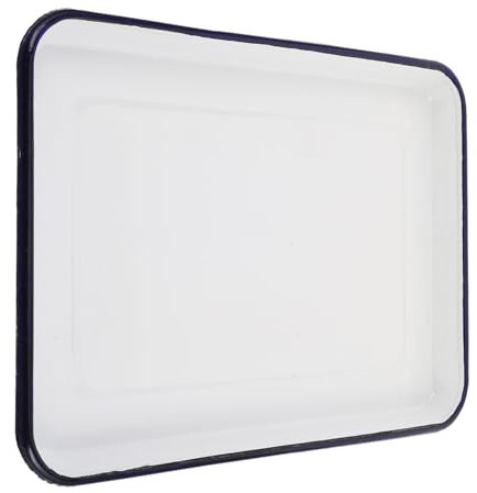 HOLIDYOYO Enamel Bakeware Retro Style Rectangle Baking Pan for Kitchen Serving Cakes Cookies Shallow Dish Oven Roasting Tray