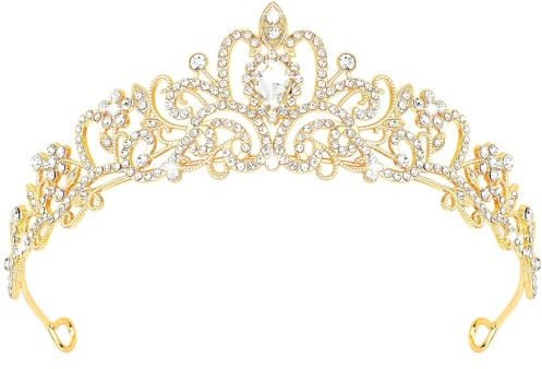 Krone Tiara,Prinzessin Tiara Kristall Strasskrone Prinzessinnenkrone Hochzeit Braut Strass Krone Diadem für Hochzeit Brautkrone Proms Pageants Geburtstag Party