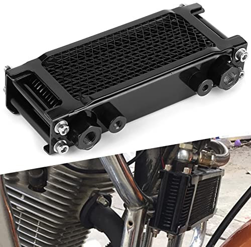 Motorcycle Engine Oil Cooler, Motorcycle Oil Cooler Radiator Aluminum Alloy Engine Oil Cooling Kit with Accessories for Monkey Car 100 to 250 Off Road ATV 4 Wheel Motorcycle