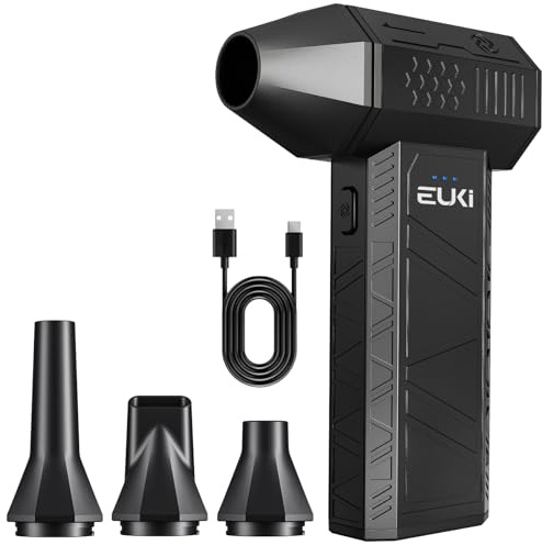 EUKI Souffleur Air Comprimé Puissant, 130 000RPM, Soufflette Électrique Rechargeable avec Batterie 5000mAh, Mini Sans Fil et Portable – Idéal pour le Nettoyage de PC, Clavier, Meubles et Voitures