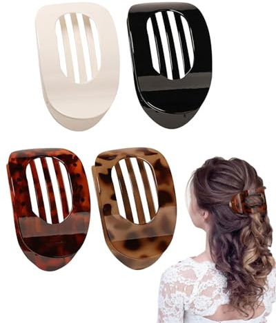 TPZORJX Grosse Pinces Cheveux Femmes – Barrette Cheveux Plates, Lot de 4 – Léger & Anti-Dérapant, Pince à Cheveux pour Cheveux Épais & Fins, Élégantes Hair Clip pour Tous les Jours, Sport, Conduite(D)
