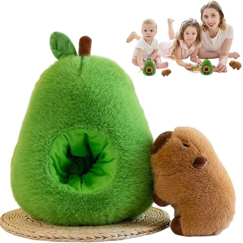 Yhjxly Capybara PlüSchtier,35cm 2 In 1 Capybara Avocado Puppen Kuscheltier Stofftier, Plüsch Kissen Puppe Spielzeug Geschenk Für Jungen MäDchen Kinder PlüSchspielzeug