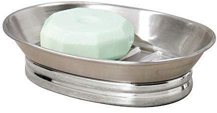 iDesign York Metal Soap Saver, Holder Tray for Bathroom Counter, Shower, Kitchen, 4 x 5.5 x 1.5, Brushed Stainless Steel