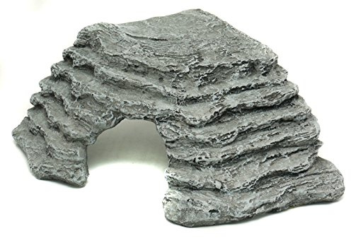 Komodo Basking Platform Corner Ramp for Reptiles in Grey 100% Natural Non Toxic Easy Clean Terrarium Vivarium Climbing Decor for Enclosures - Large