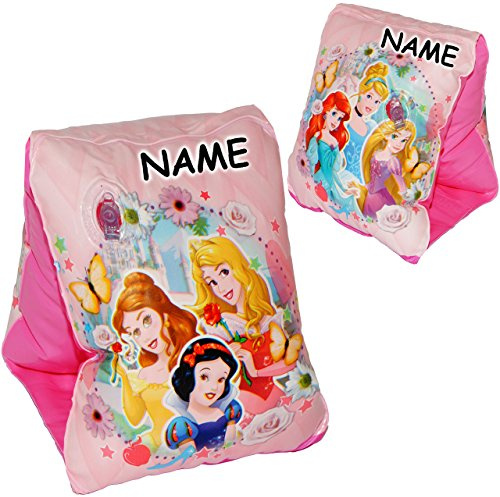 alles-meine.de GmbH 2 TLG. Set Schwimmflügel - aufblasbar - Princess - Arielle/Rapunzel/Belle - incl. Name - passend für 2 bis 6 Jahre - jeweils 2 Luftkammern ! - Schwi..